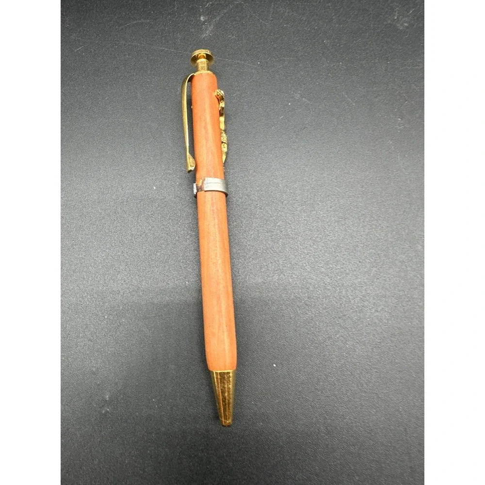 Wood‎ Crucifix Pen Gold Tone Jesus Relief Peace on Earth Boxed Religious INRI